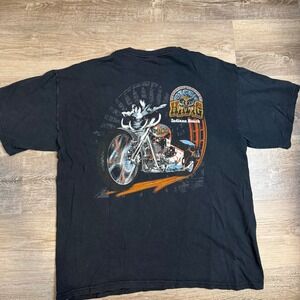Gildan Steel Hawg Indiana Beach Motorcycle Graphic T-Shirt Mens Large Black
